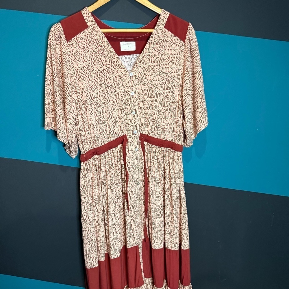 Bohemian Red and Cream Maxi Dress - Picture 4 of 14